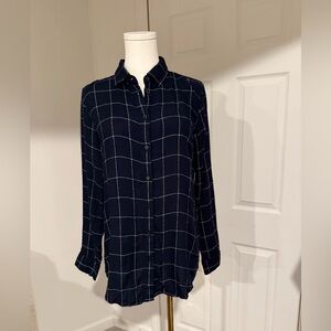 Banana Republic Dillon Classic Fit Windowpane Shirt | Navy | Size M